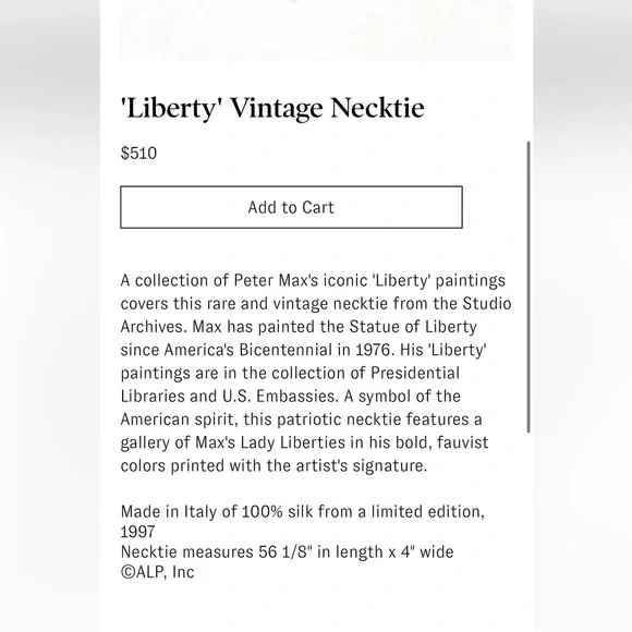 Peter Max 'Liberty' Vintage Necktie - Picture 9 of 9